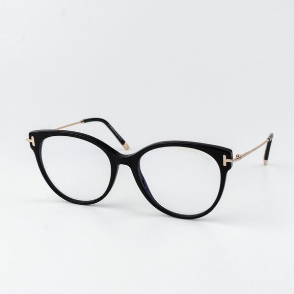 Tom Ford Women Eyeglasses Black Rose Gold Blue Light Block Round FT5770 001 NEW main image 8